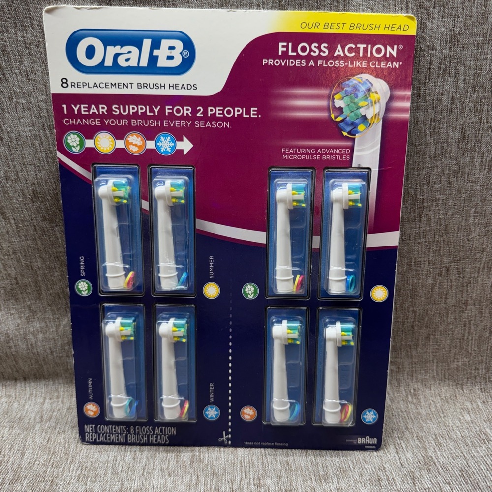 Oral-B Floss Action Replacement Electric Toothbrush Heads 8 Count
